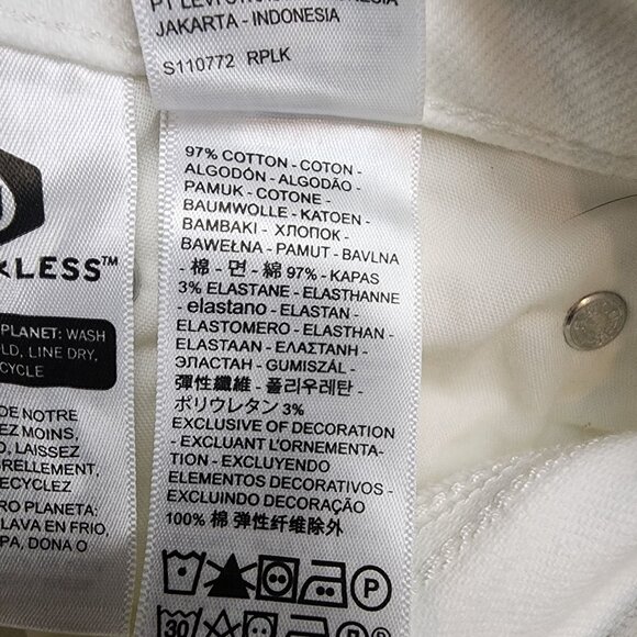 Levi's Shorts Womens 32 White Stretch Mid Rise Mid Length Denim Jean - Picture 9 of 11